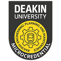 A yellow badge with the words Deakin University microcredntial.
