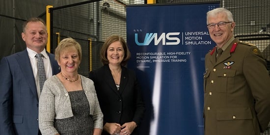 L-R: UMS CEO Cameron Selkrig, UMS Director Kerrie Parker, Member for Corangamite the Hon Sarah Henderson MP, and ADF Director General of Combined Arms Fighting Systems Brigadier Greg McGlone.