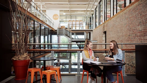 Undergraduate students on campus at Geelong Waterfront Campus
