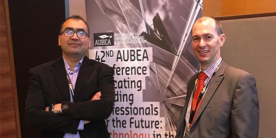 (l-r) Dr M. Reza Hosseini with Professor Josua Pienaar at AUBEA 2018.