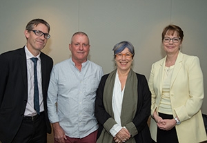 At the Safeguarding Forum: Dr John Chesterman, Office of the Public Advocate; Dr Paul Cambridge, UK; Professor Susan Balandin, Deakin's Chair in Disability and Inclusion; and Alex Gunning, Director, Provider Support, National Disability Insurance Agency.