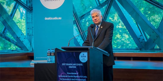 Sri Lanka's PM delivers 2017 Deakin Law Oration