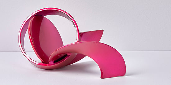 'Transit” by Michael Le Grand, painted steel, winner of the 2021 Deakin University Contemporary Small Sculpture Award