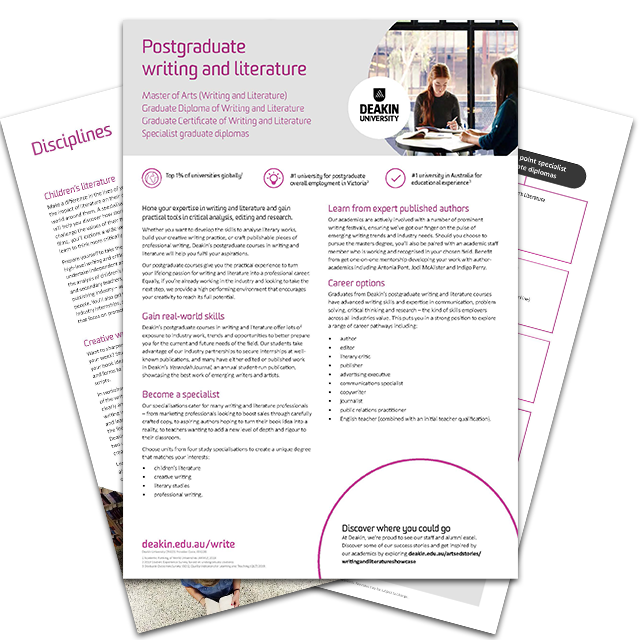 Three pages of the postgraduate writing and literature PDF.