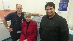 Mr Brenton Cadd (Manager, Facial Prosthetics, Royal Melbourne Hospital), Ms Colleen Murray and Deakin's Dr Mazher Mohammed.