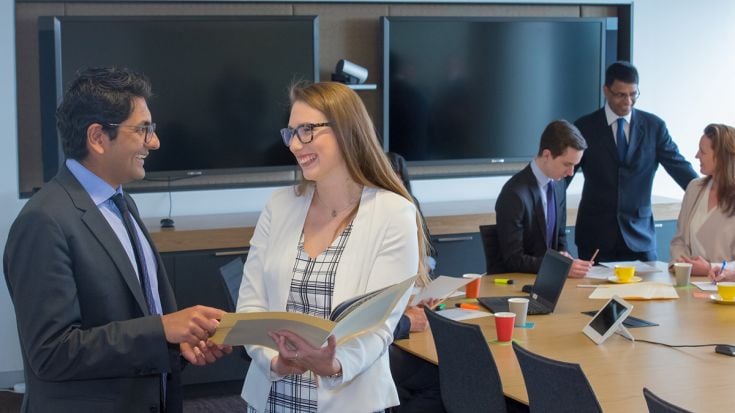 Two people in business meeting