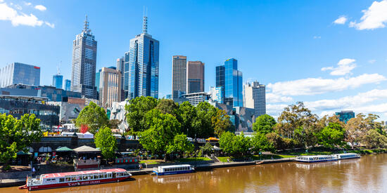 The Yarra River with the Melbourne CBD in the background. 
