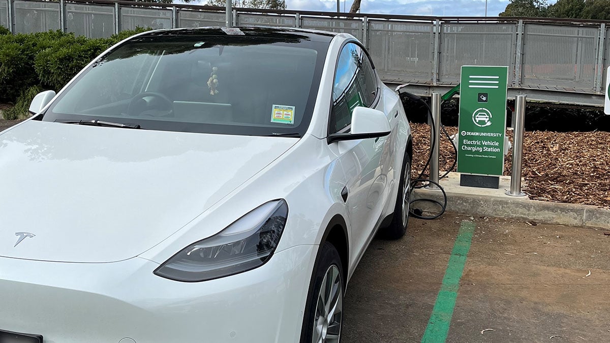 Electric vehicle charging on a Deakin campus