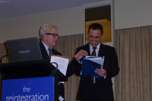 Professor Joe Graffam (left) with Dr Chris Bourke, ACT Minister for Education and Training, Aboriginal and Torres Strait Islander affairs, Industrial relations and Corrections.