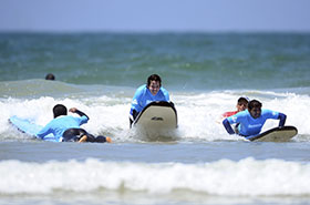 International students surfing