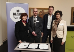 From left, Deakin University vice-chancellor Professor Jane den Hollander, Warrnambool Art Gallery director John Cunningham

Professor Paul Carter and Mayor of Warrnambool Jacinta Ermacora.