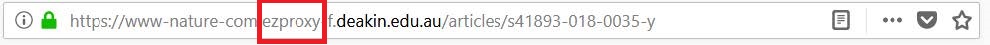 A screenshot of a browser address bar showing an ezproxied URL