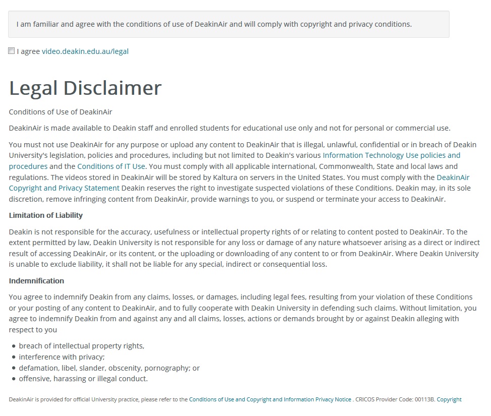 Legal disclaimer