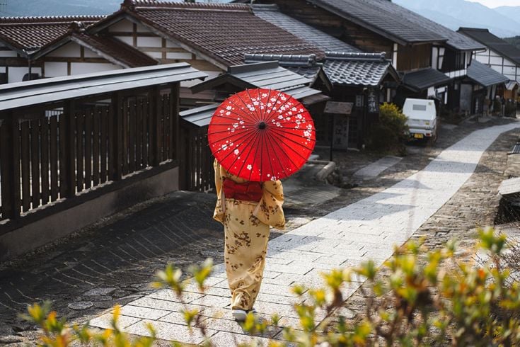 Japanese lady with red umbrella