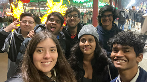 Group of students at Vic Market, Melbourne