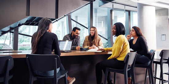 A group of Deakin students studying together