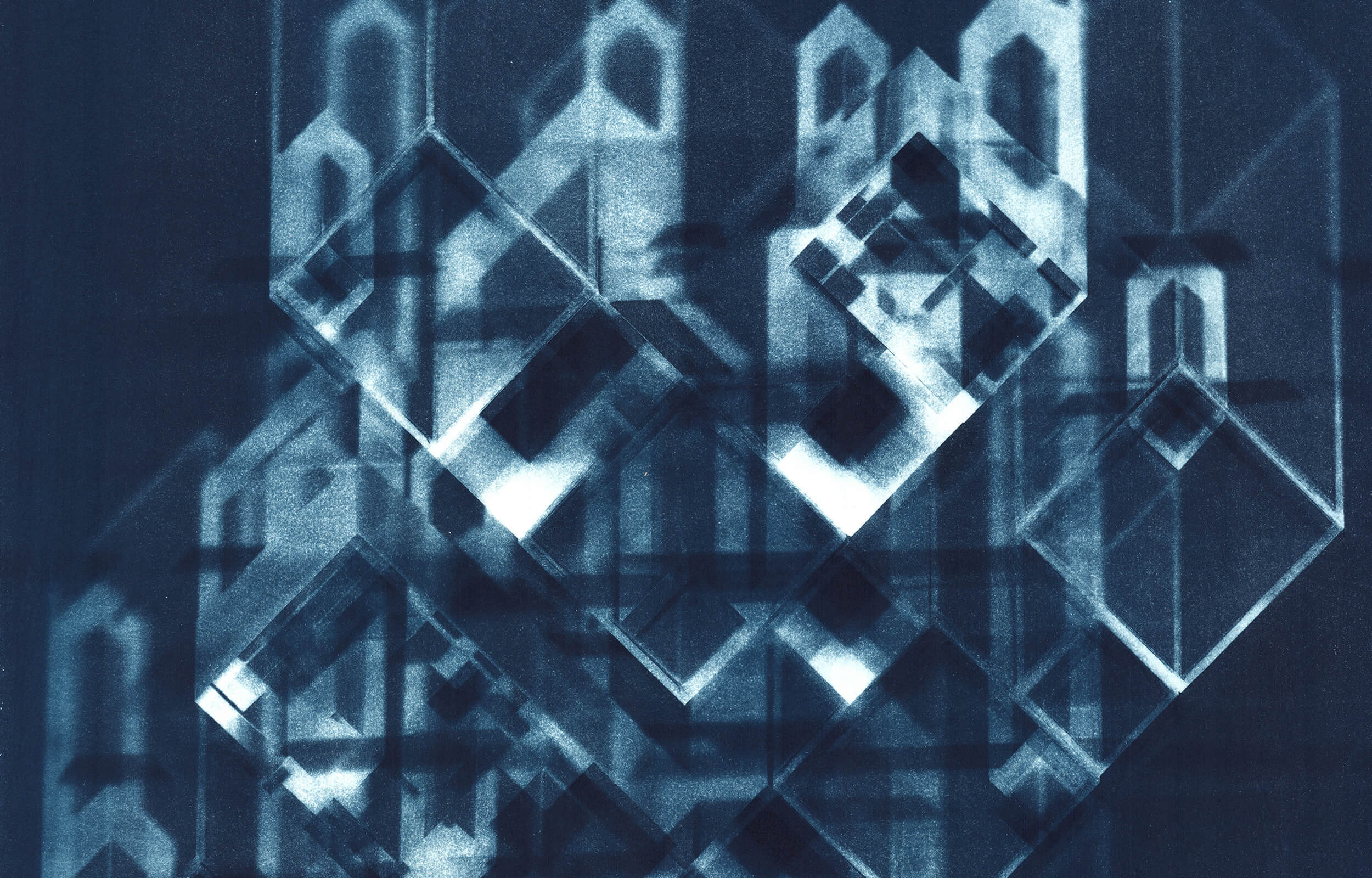 Eleanor Suess, Axonometric Portrait 9a (detail), 2020, cyanotype photogram. Courtesy the artist.