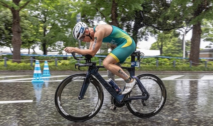 Liam Twomey riding a bike