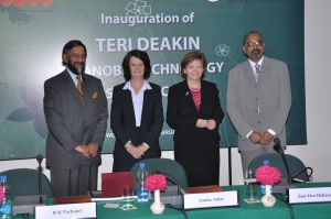 From Left: Dr Rajendra K. Pachauri, The Hon Louise Asher, Professor Jane den Hollander, Vice-Chancellor, Deakin University, and Dr Alok Adholeya.