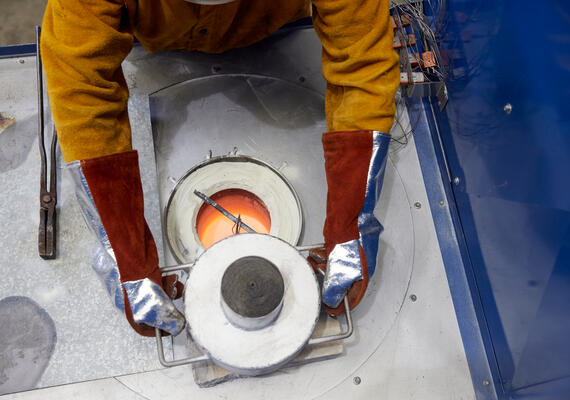 Mining researcher doing technical lab work