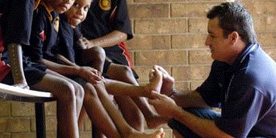 Associate Professor James Charles working with young people on Kaurna country.