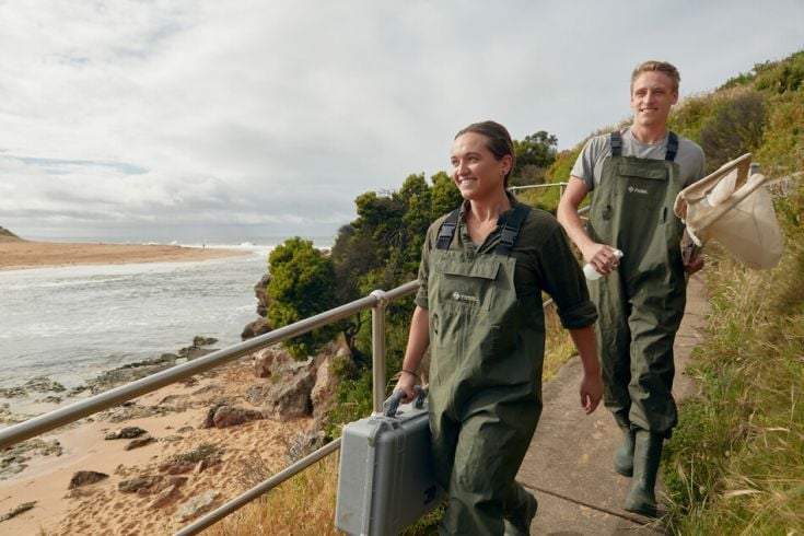 Marine biology students in field