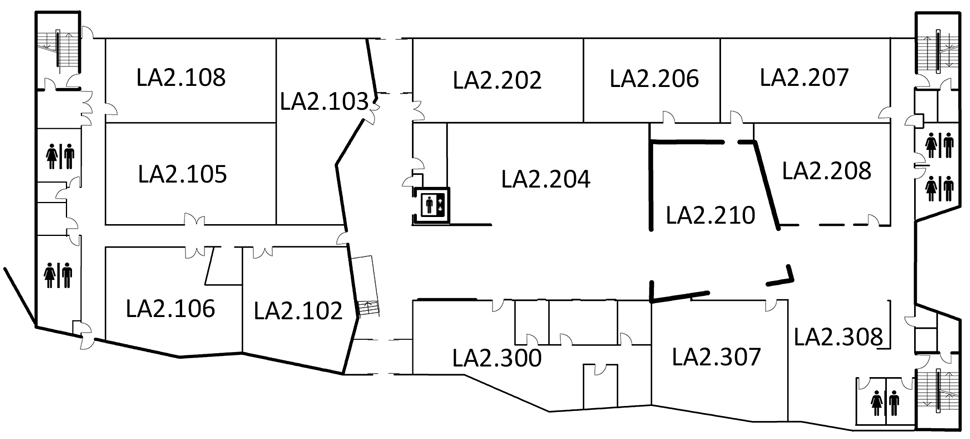 Map of exam location in building LA level 2