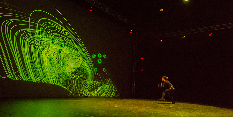 Person in motion capture studio