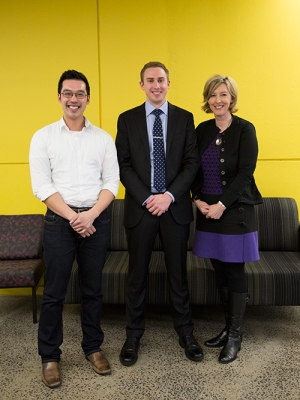 Deakin's 2014 3MT winners - Michael Do, Morgan Burcher and Jane Wilcox.