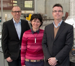 Deakin's Dr Paul Collins and Dr Alessandra Sutti with HeiQ Australia Chief Executive Officer Dr Murray Height.
