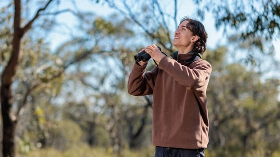 A Deakin bachelor of environmental science wildlife and conservation biology student working in the field.