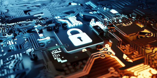 Generated image of an IT lock on a circuit board.