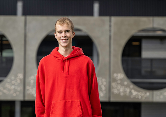 Past Deakin Young Influencer Award recipient Cooper Mills smiles at the camera