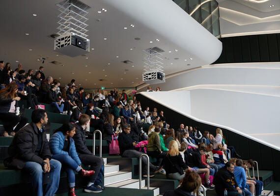 A large group of people gather in Melbourne Burwood conference centre.