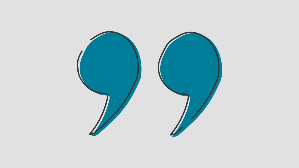 Teal quotation marks