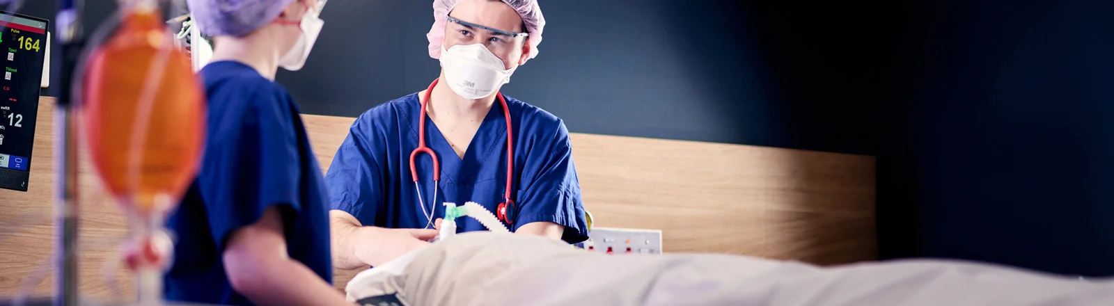 Postgraduate nursing students in simulation labs.