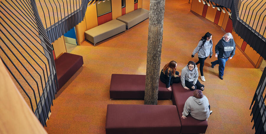 An overhead shot of students in the NIKERI Institute, Deakin University. 