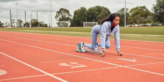 Athlete ready to run on Waurn Ponds' running track