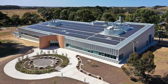 Arial view of Deakin Hydrogen Hub exterior at Deakin Warrnambool campus