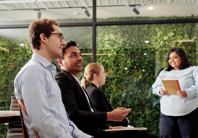 Students in presentation.