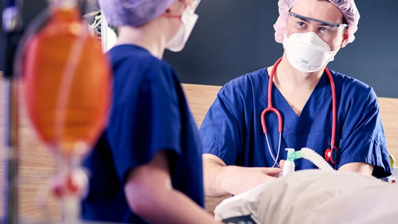 Postgraduate nursing students in simulation labs.