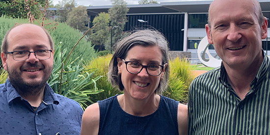 (left to right) Professors Luke Henderson, Tiffany Walsh and Russell Varley among the researchers involved in the twelve new ARC Discovery Projects.