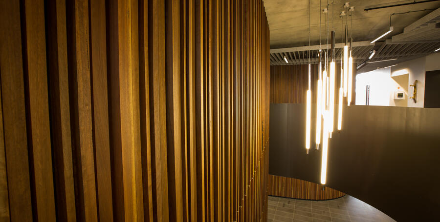 Photo of hanging lights beside a balcony