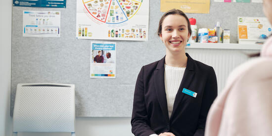 Dietetics student working in the on-campus clinic