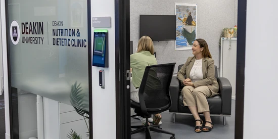 Dietetics student working in the on-campus clinic