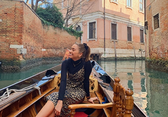 Deakin bachelor of arts bachelor of laws student on a boat in a european canal.