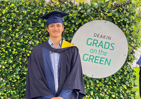 Student celebrating graduation.