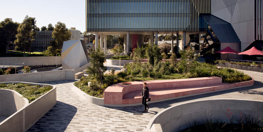 Photo outside the entrance of the corporate building
