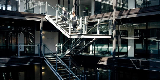 People walking up stairs at Deakin Campus.