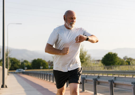 Man running as part of Heart Health program.